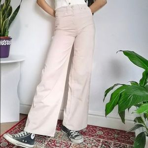 UO BDG Soft Pink Wide Leg High Waisted Puddle Jeans